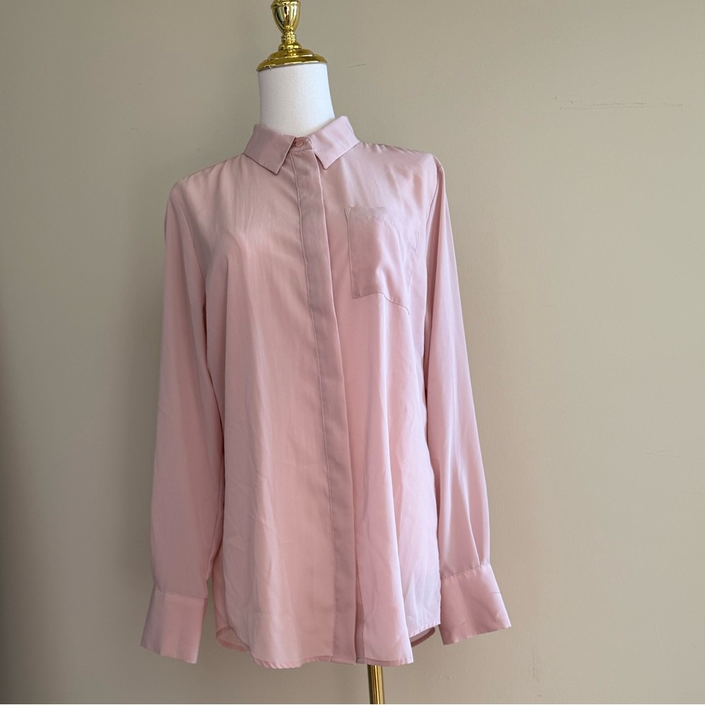 Nine West Light Pink Button-Up Blouse